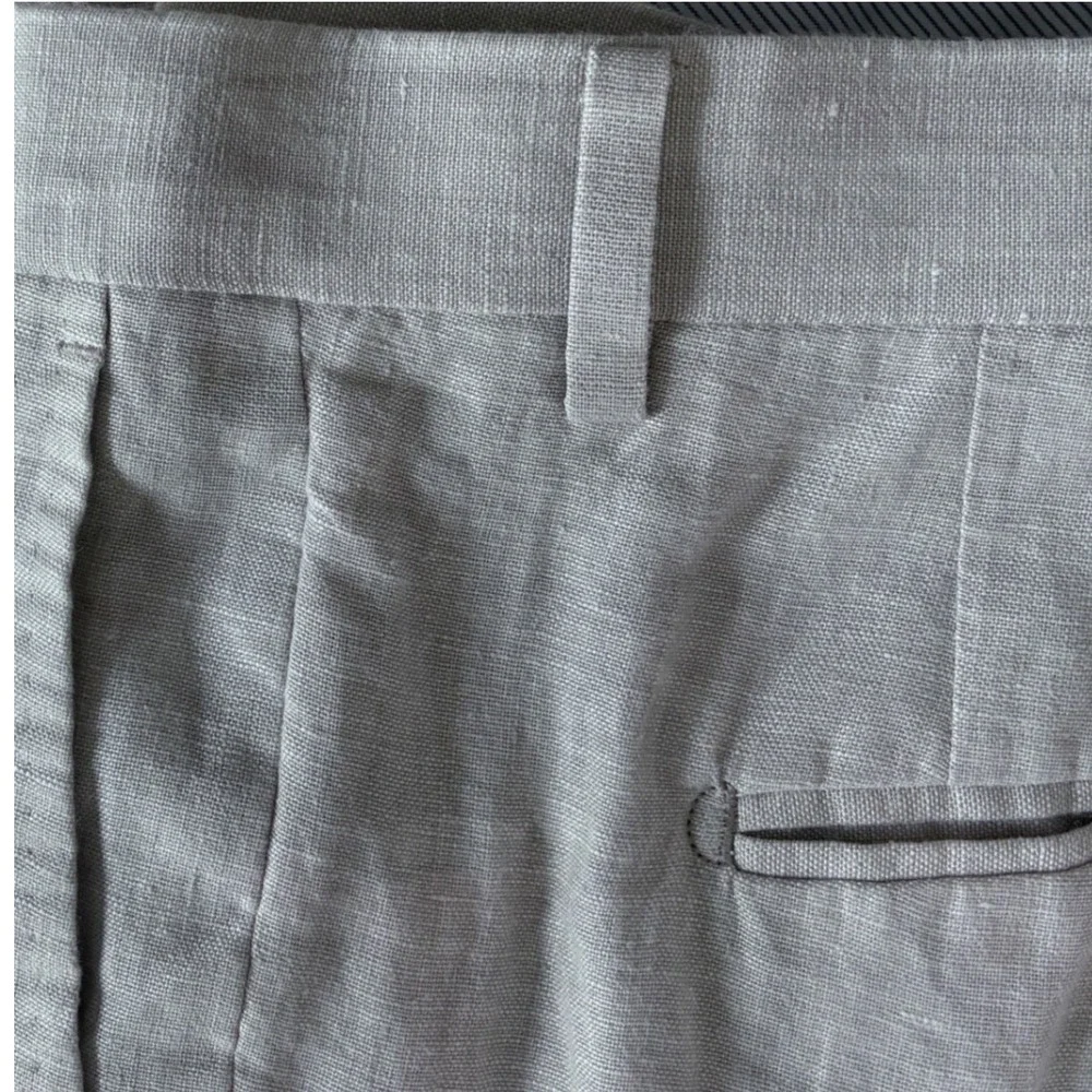 Enzo Tovare 100% Linen Flat Front Trousers Coastal Heritage Preppy 36